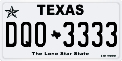 TX license plate DQO3333