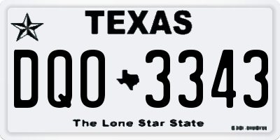 TX license plate DQO3343