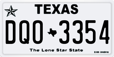 TX license plate DQO3354