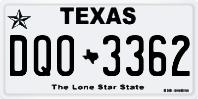 TX license plate DQO3362