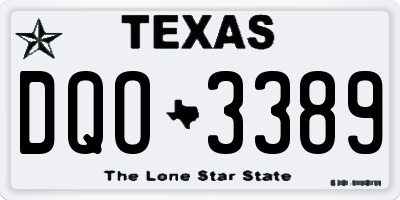 TX license plate DQO3389
