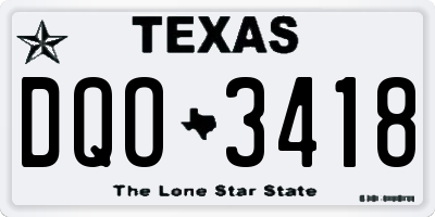 TX license plate DQO3418