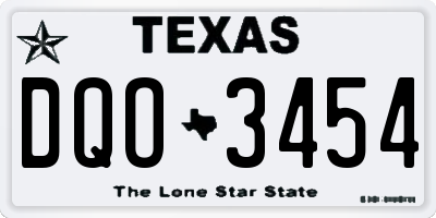 TX license plate DQO3454