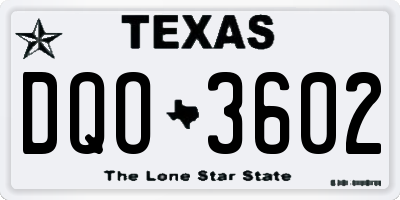 TX license plate DQO3602