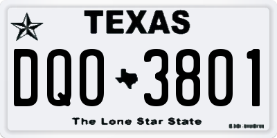 TX license plate DQO3801