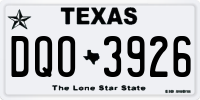 TX license plate DQO3926