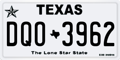 TX license plate DQO3962