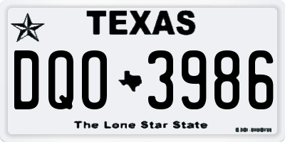 TX license plate DQO3986