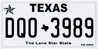 TX license plate DQO3989
