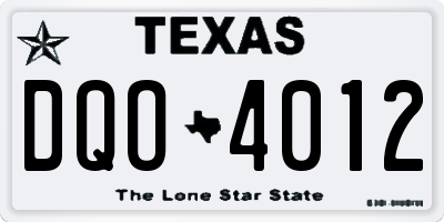 TX license plate DQO4012