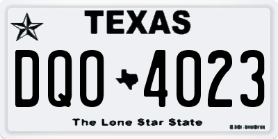 TX license plate DQO4023