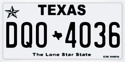 TX license plate DQO4036