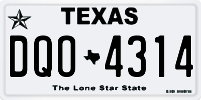 TX license plate DQO4314