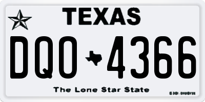 TX license plate DQO4366