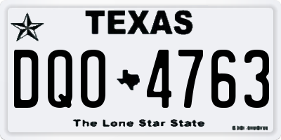 TX license plate DQO4763