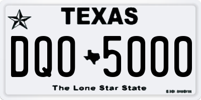 TX license plate DQO5000