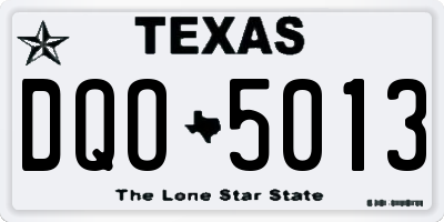 TX license plate DQO5013