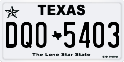 TX license plate DQO5403