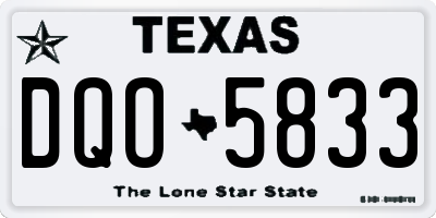 TX license plate DQO5833
