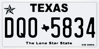 TX license plate DQO5834