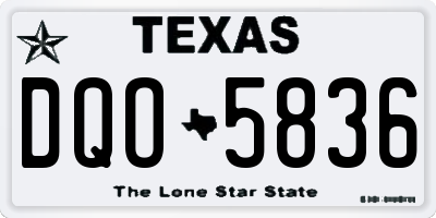 TX license plate DQO5836