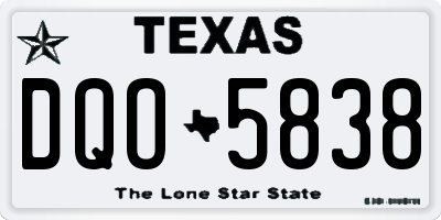 TX license plate DQO5838