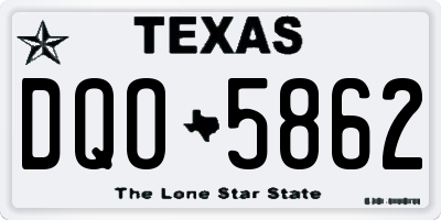 TX license plate DQO5862