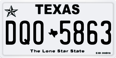TX license plate DQO5863
