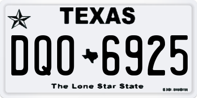 TX license plate DQO6925