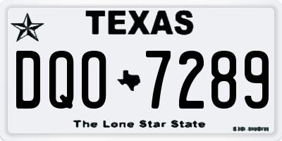 TX license plate DQO7289