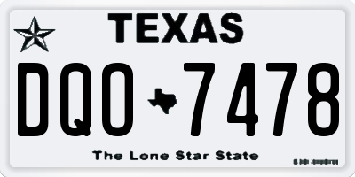 TX license plate DQO7478