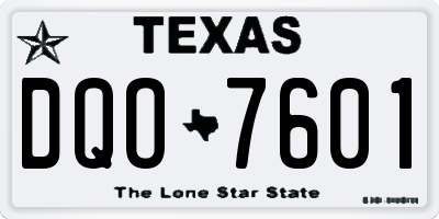 TX license plate DQO7601