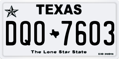 TX license plate DQO7603