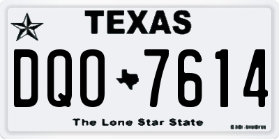 TX license plate DQO7614