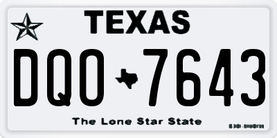 TX license plate DQO7643