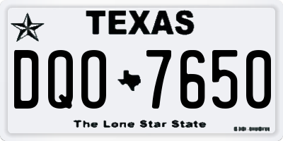 TX license plate DQO7650