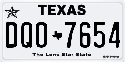 TX license plate DQO7654