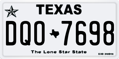 TX license plate DQO7698