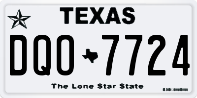 TX license plate DQO7724