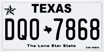 TX license plate DQO7868
