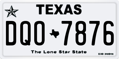 TX license plate DQO7876