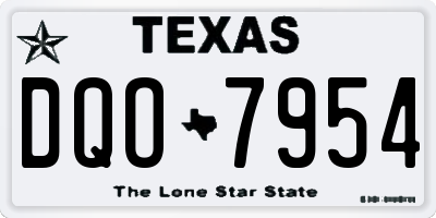 TX license plate DQO7954