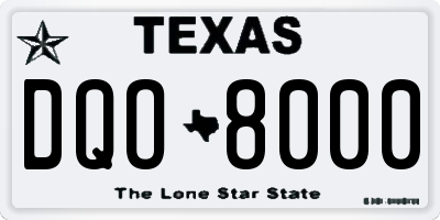 TX license plate DQO8000