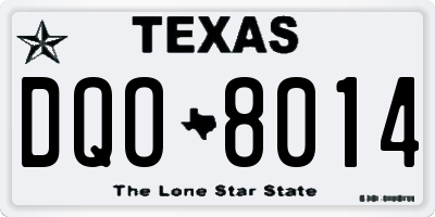 TX license plate DQO8014