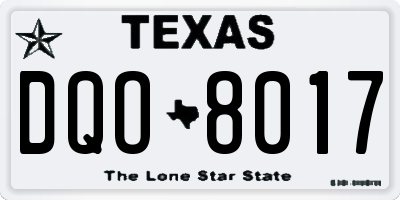 TX license plate DQO8017