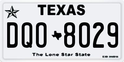 TX license plate DQO8029