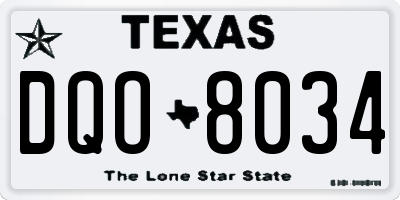 TX license plate DQO8034