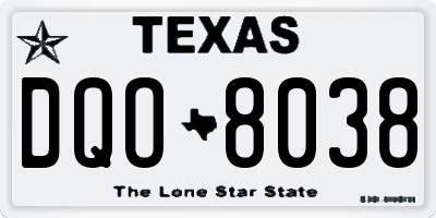 TX license plate DQO8038