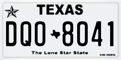 TX license plate DQO8041