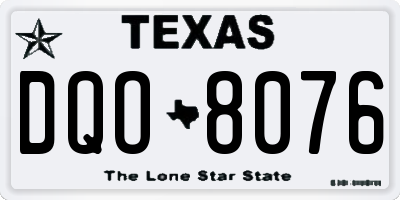 TX license plate DQO8076